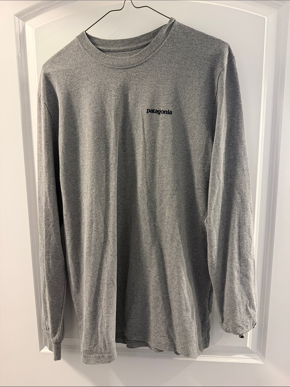 Patagonia Gray Long-Sleeve Crewneck Shirt with Chest Logo